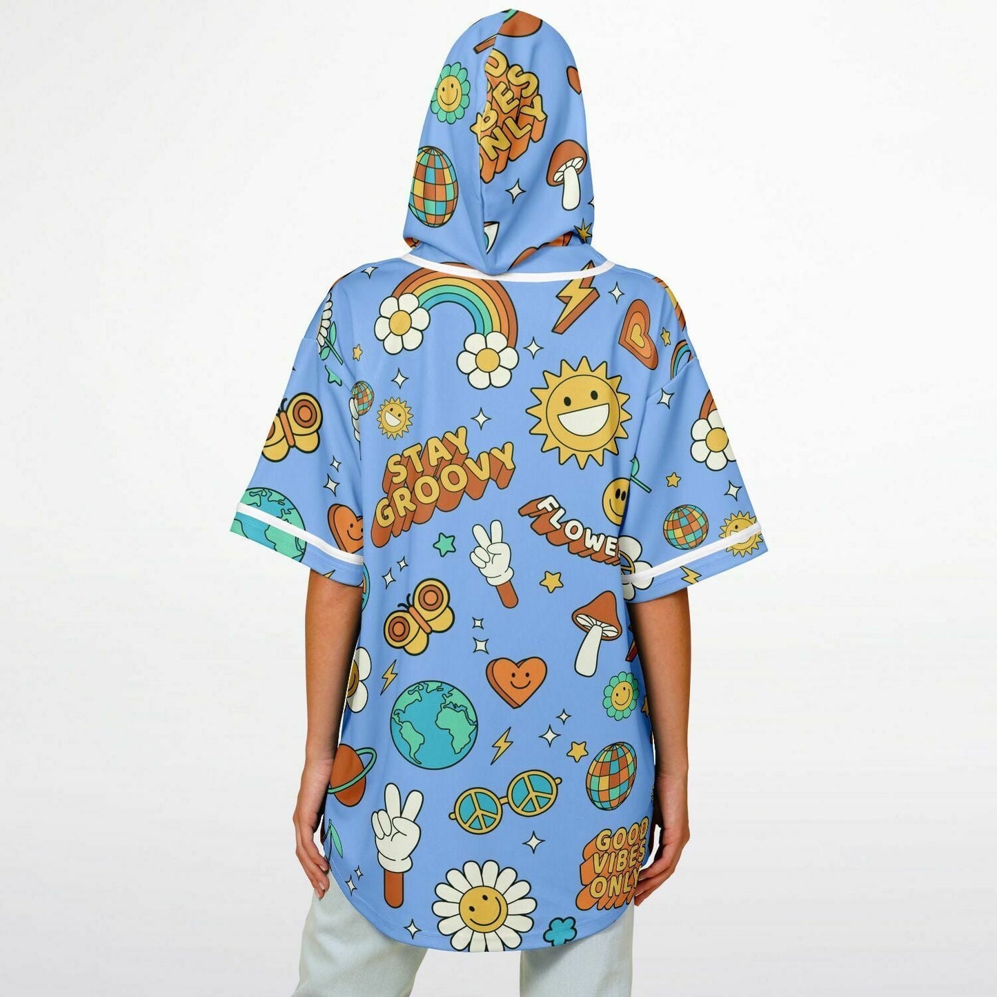 Stay Groovy Hooded Baseball Jersey