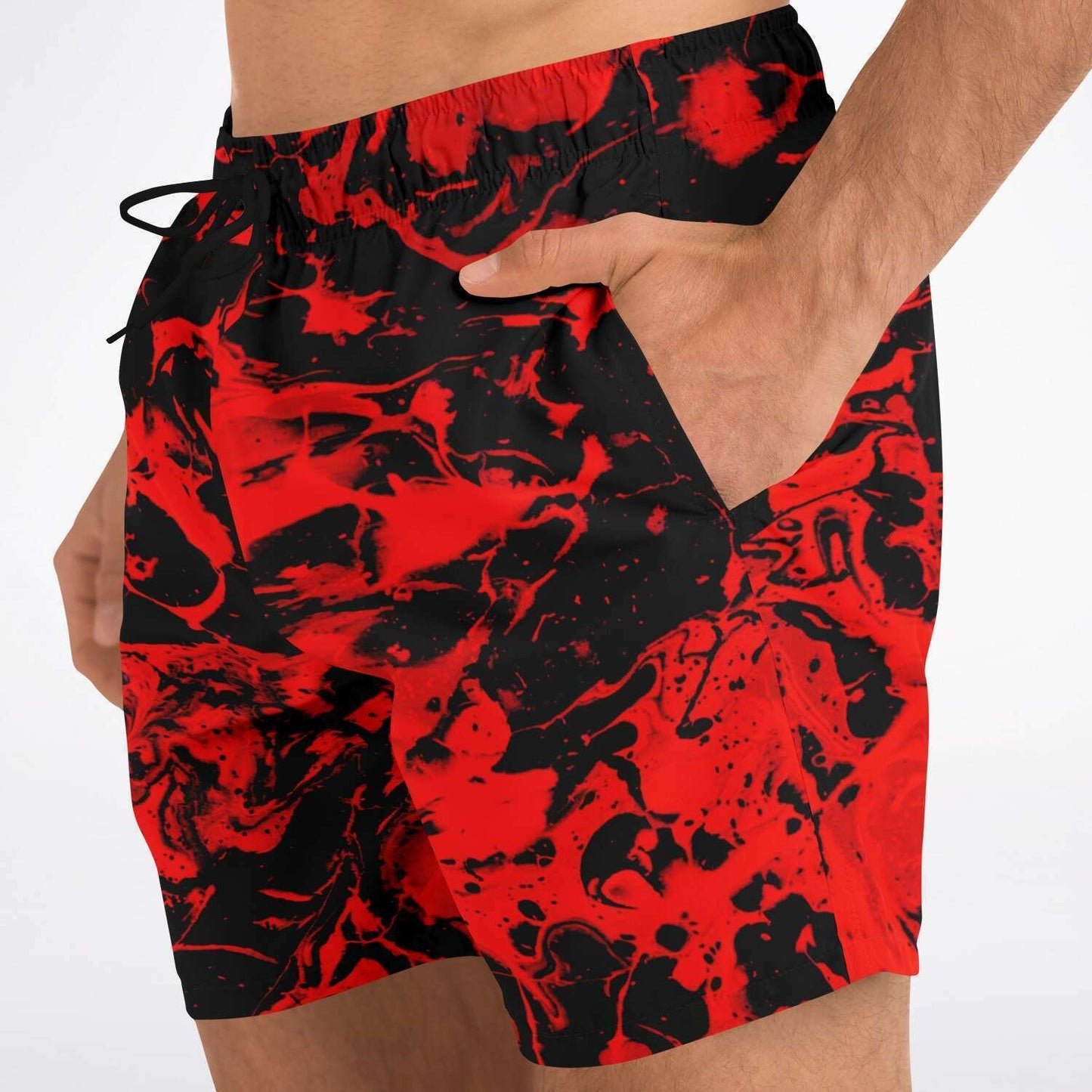 Trippy red swim trunks