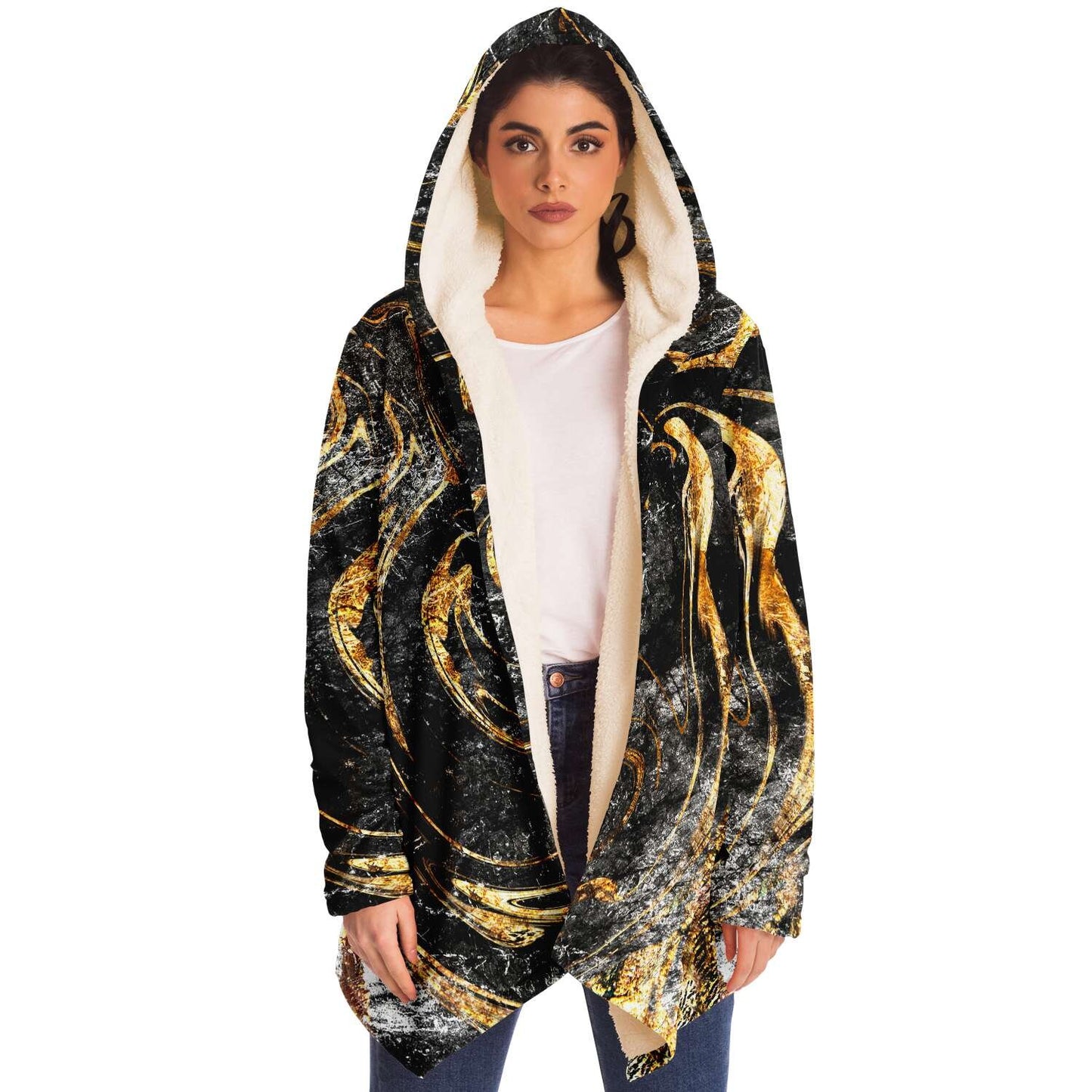 Marbled in gold hooded cloak
