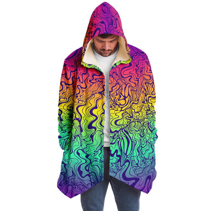 Rainbow psychedelic  lines hooded cloak