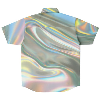 iridescent short sleeve button down shirt
