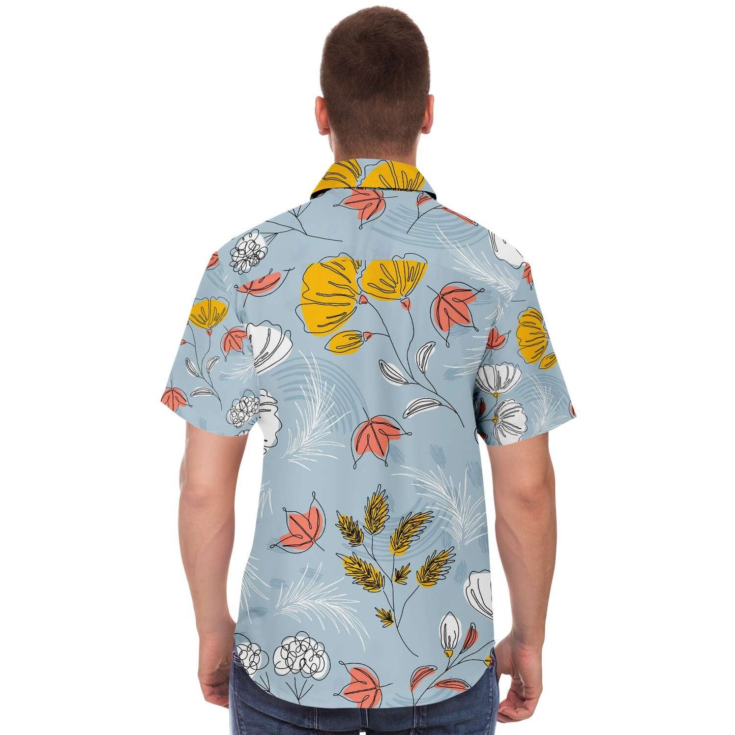 Organic Flat abstract floral short sleeve button down shirt