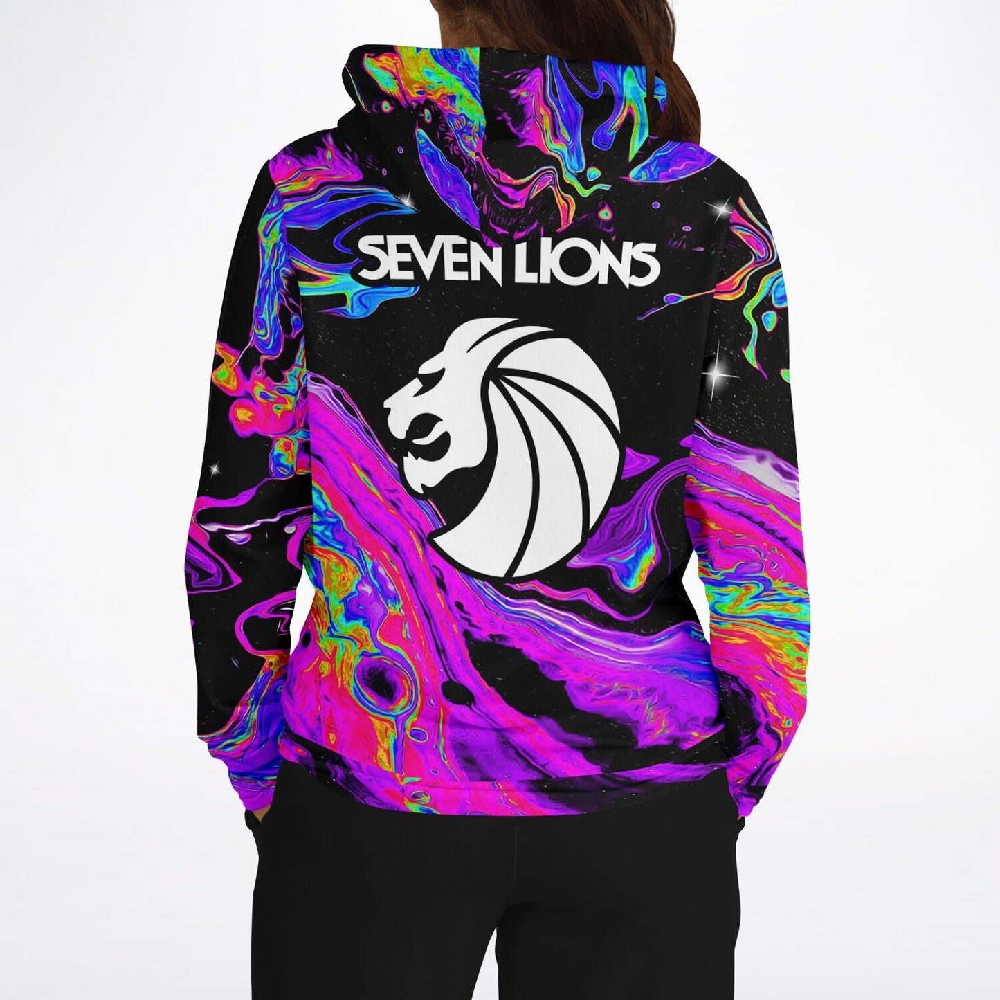 Trippy Oil silk all over print hoodie