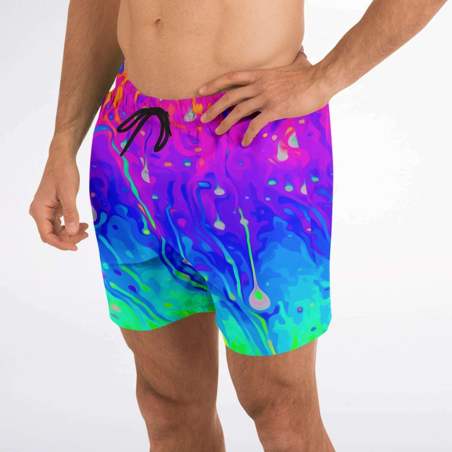 Rainbow acid trip swim trunks