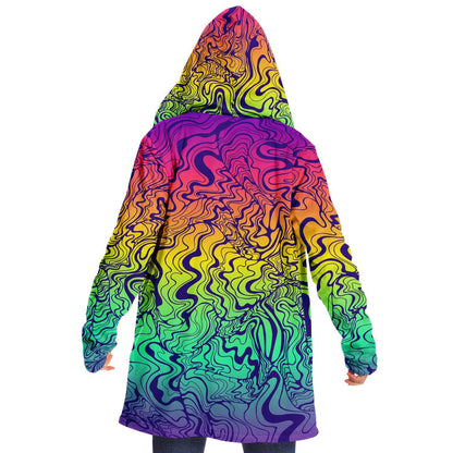 Rainbow psychedelic  lines hooded cloak