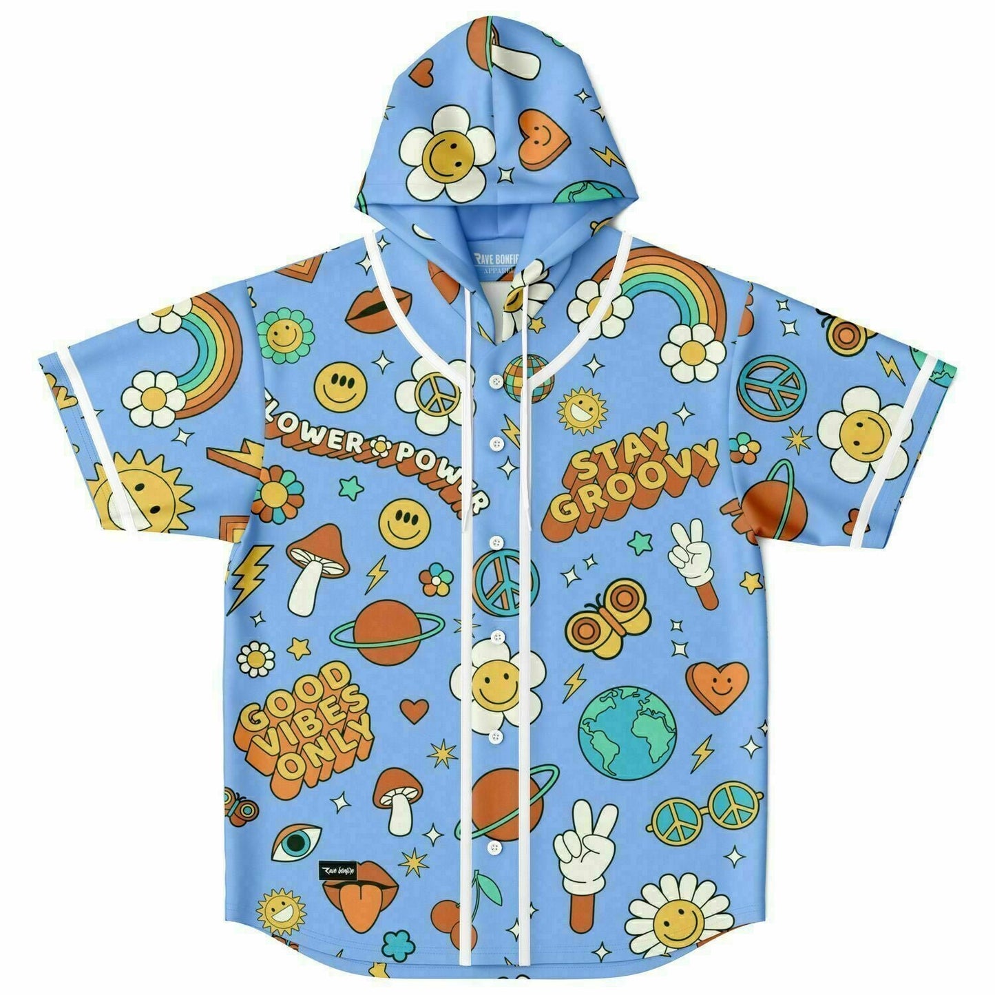 Stay Groovy Hooded Baseball Jersey