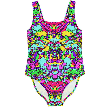Colorful trippy doddle rave bodysuit