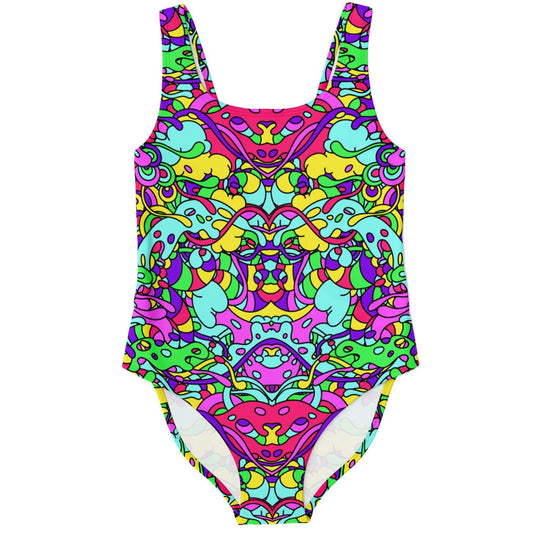 Colorful trippy doddle rave bodysuit