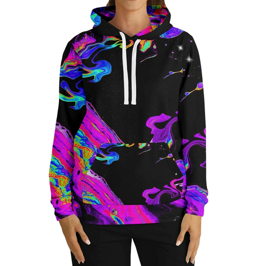 Trippy Oil silk all over print hoodie