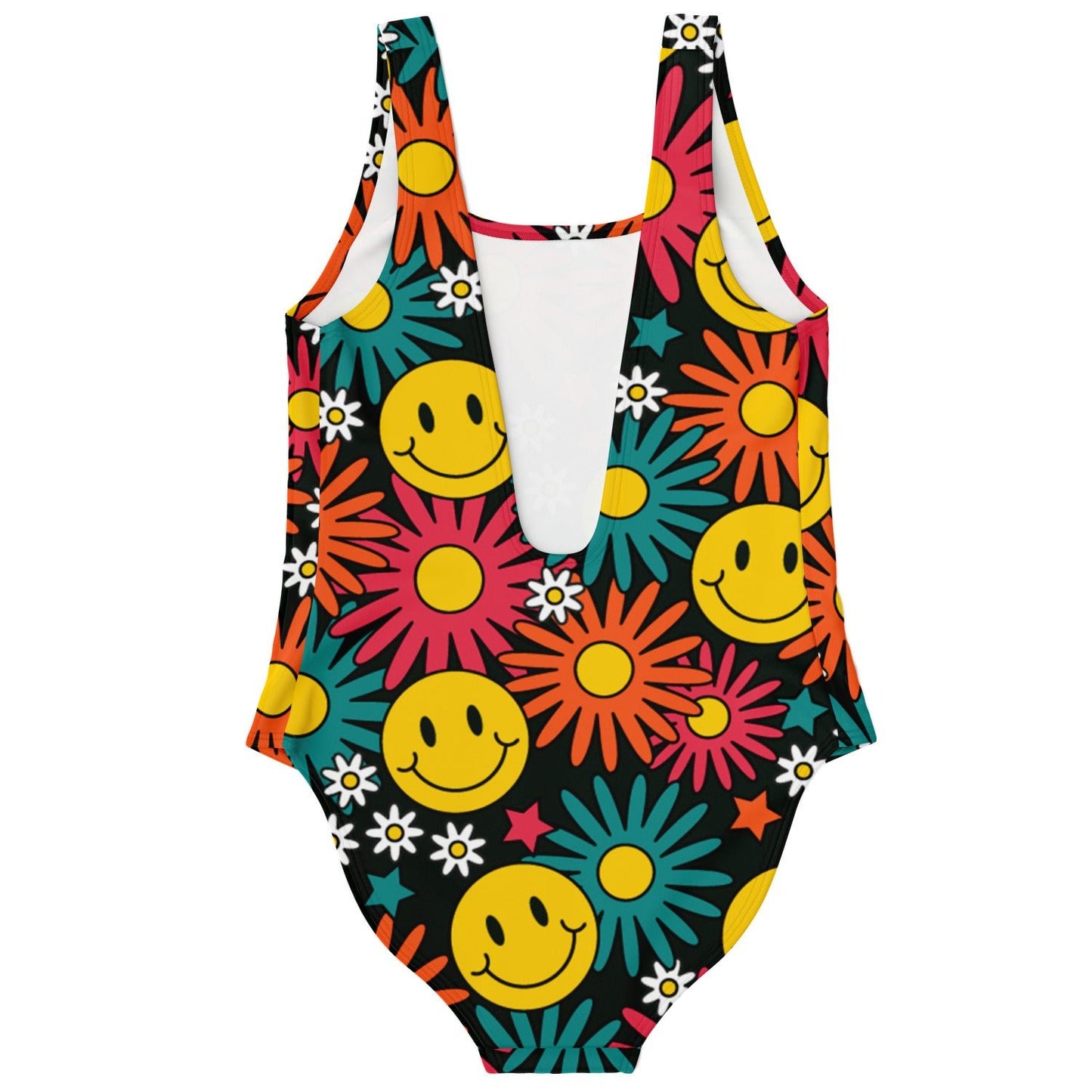 Smiley faces with flowers rave bodysuit