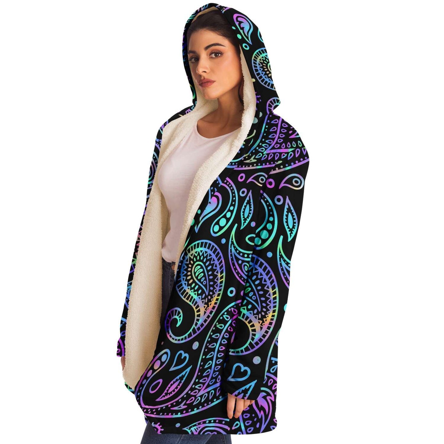 Colorful paisley hooded cloak