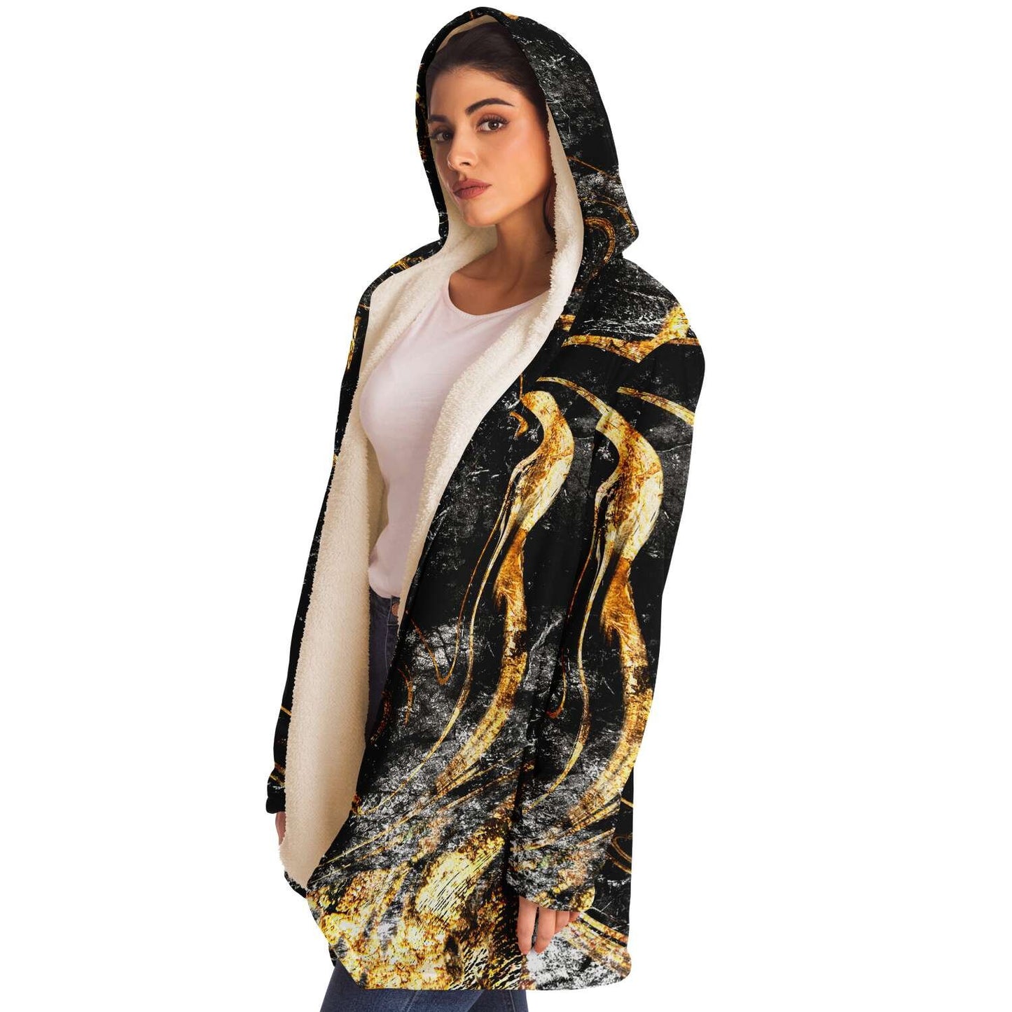 Marbled in gold hooded cloak