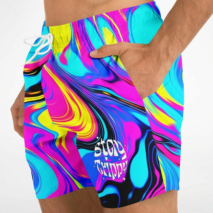 Stay Trippy rave Swim Trunks