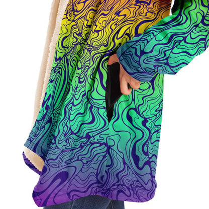 Rainbow psychedelic  lines hooded cloak