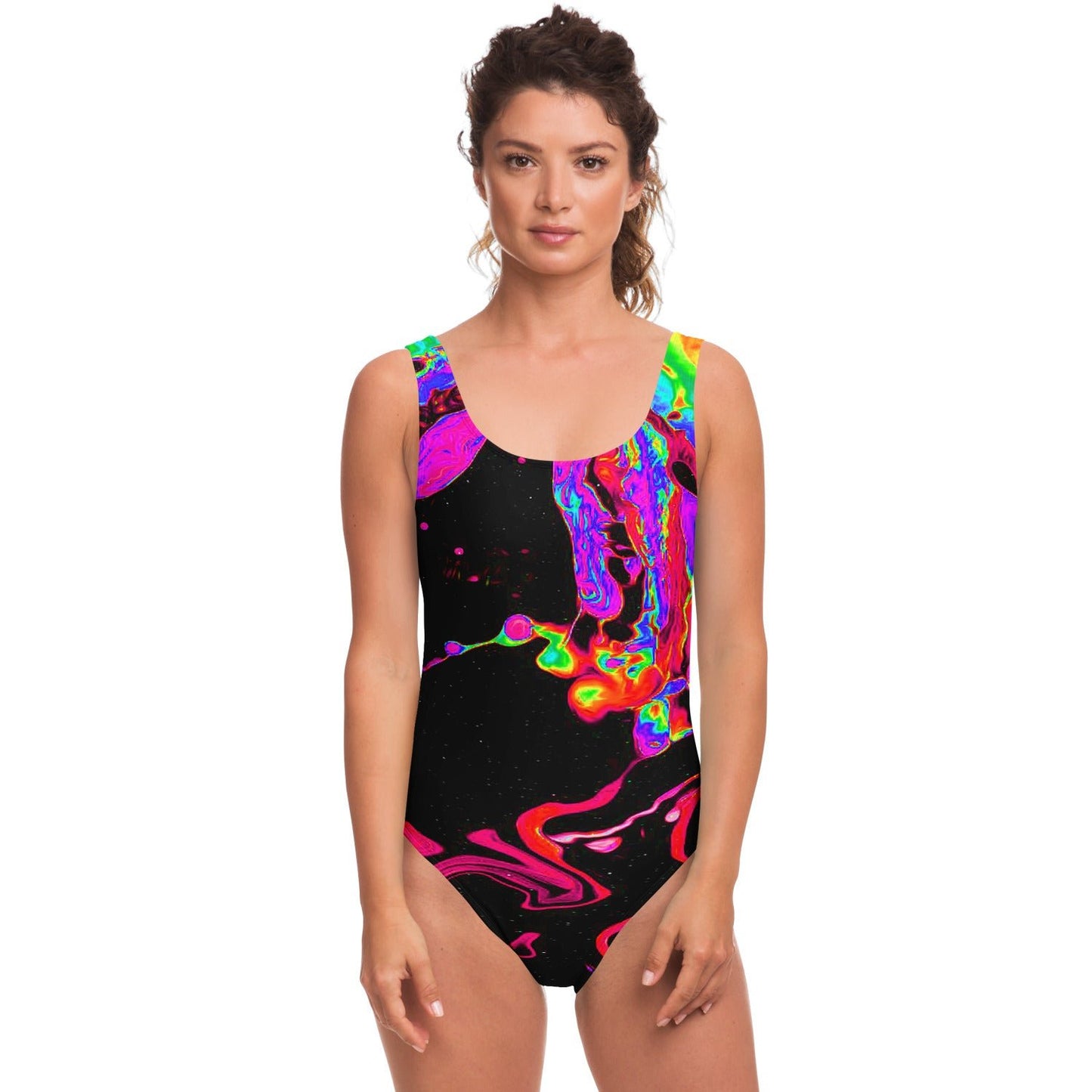 Pink oil silk rave bodysuit