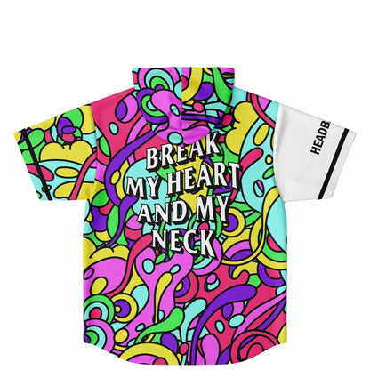 Break my heart and my neck Hooded baseball jersey