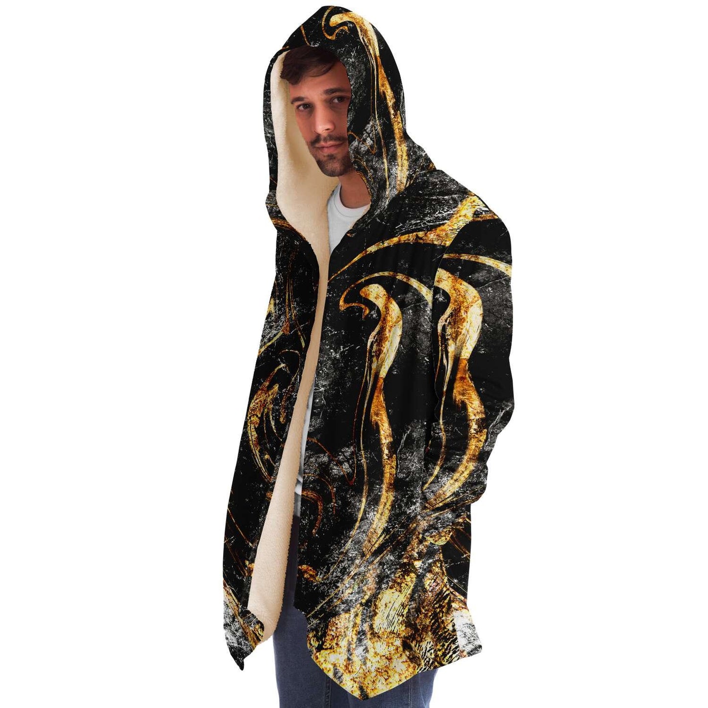 Marbled in gold hooded cloak