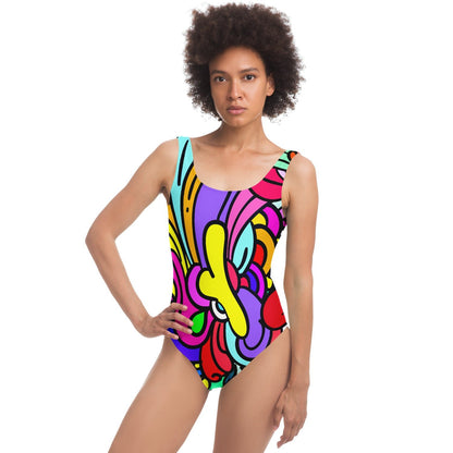 Trippy flowers rave bodysuit