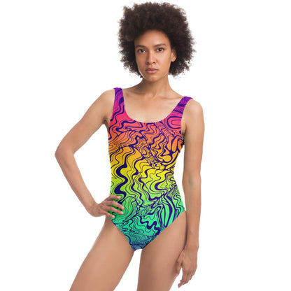 Trippy lines rave bodysuit