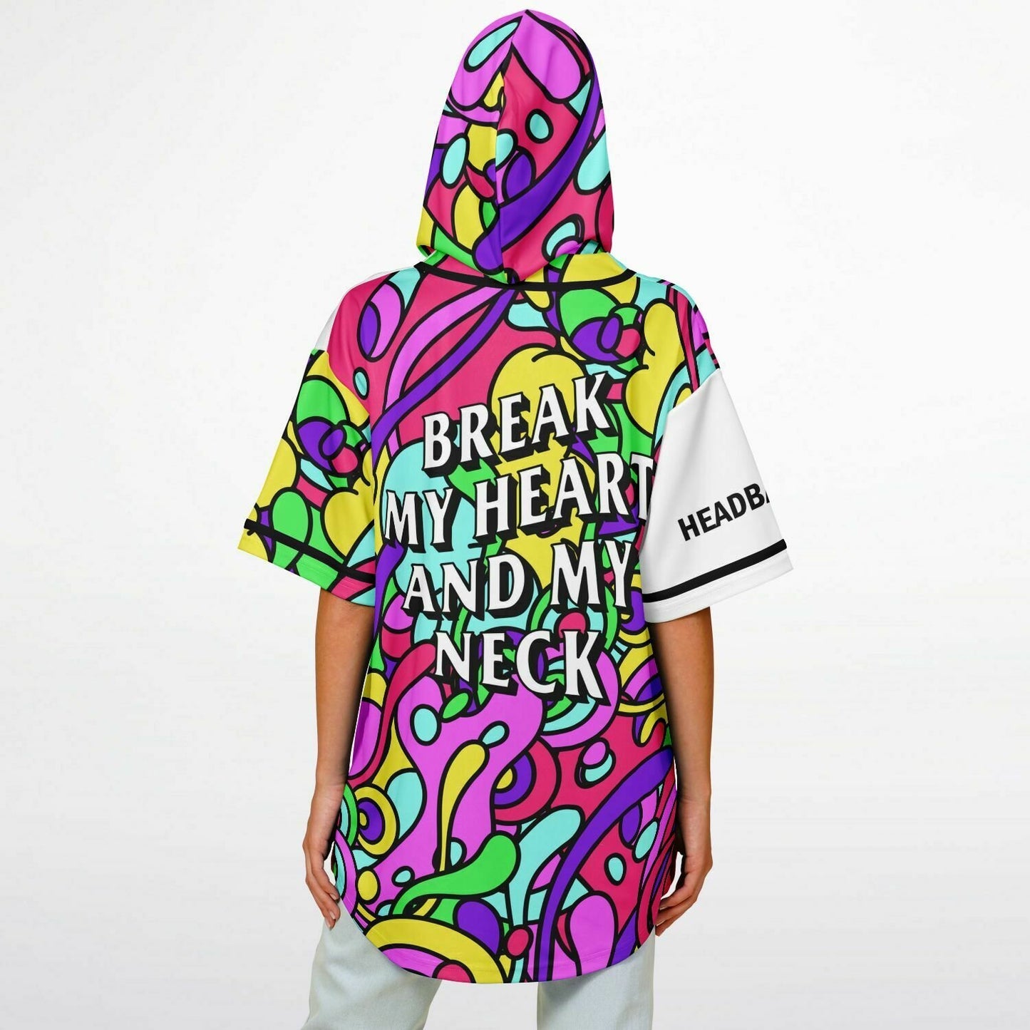 Break my heart and my neck Hooded baseball jersey