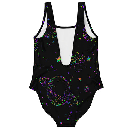 Colorful galaxy rave bodysuit