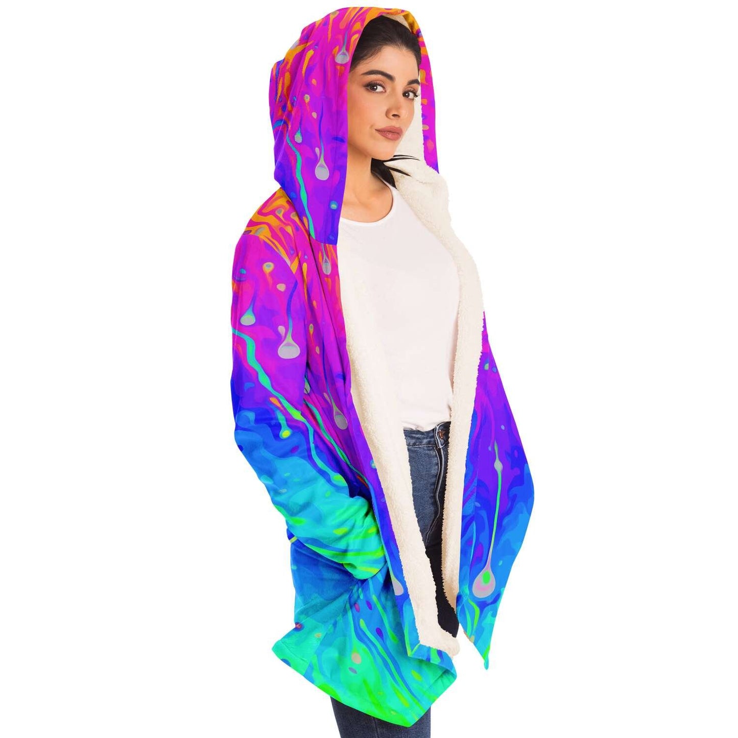 Rainbow acid trip hooded cloak