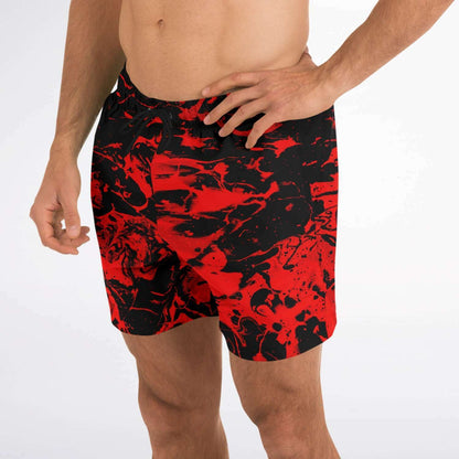 Trippy red swim trunks