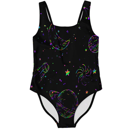Colorful galaxy rave bodysuit