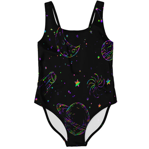 Colorful galaxy rave bodysuit