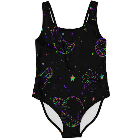 Colorful galaxy rave bodysuit
