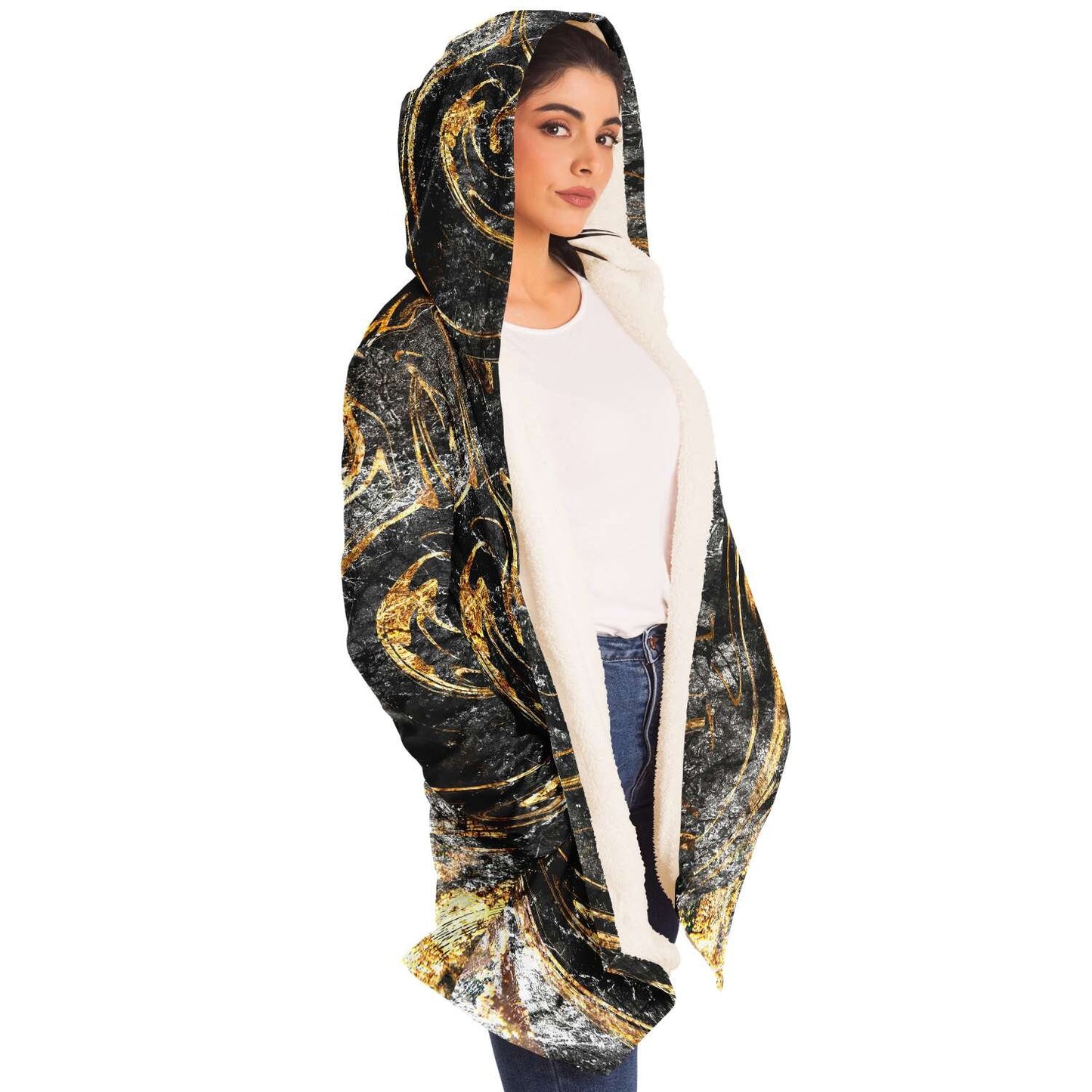 Marbled in gold hooded cloak