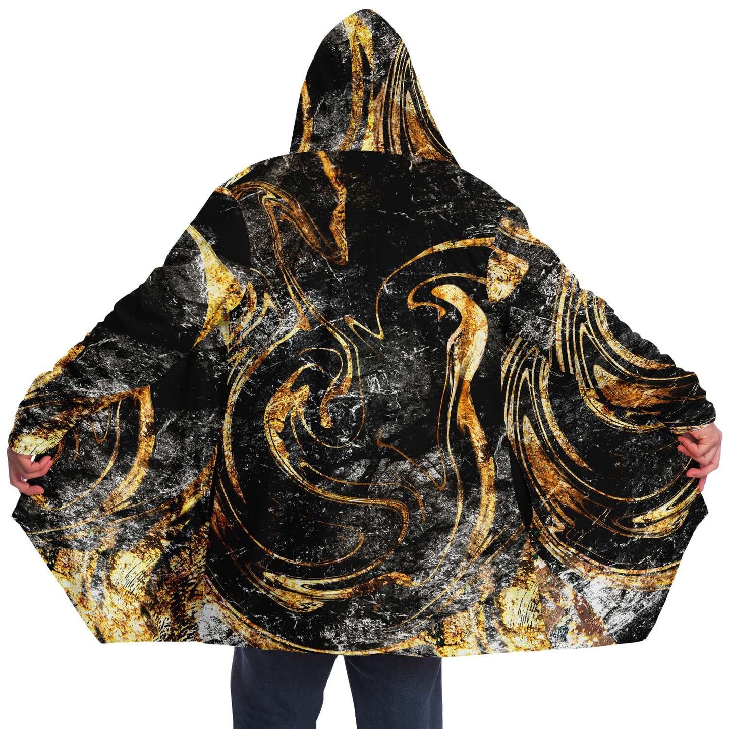 Marbled in gold hooded cloak