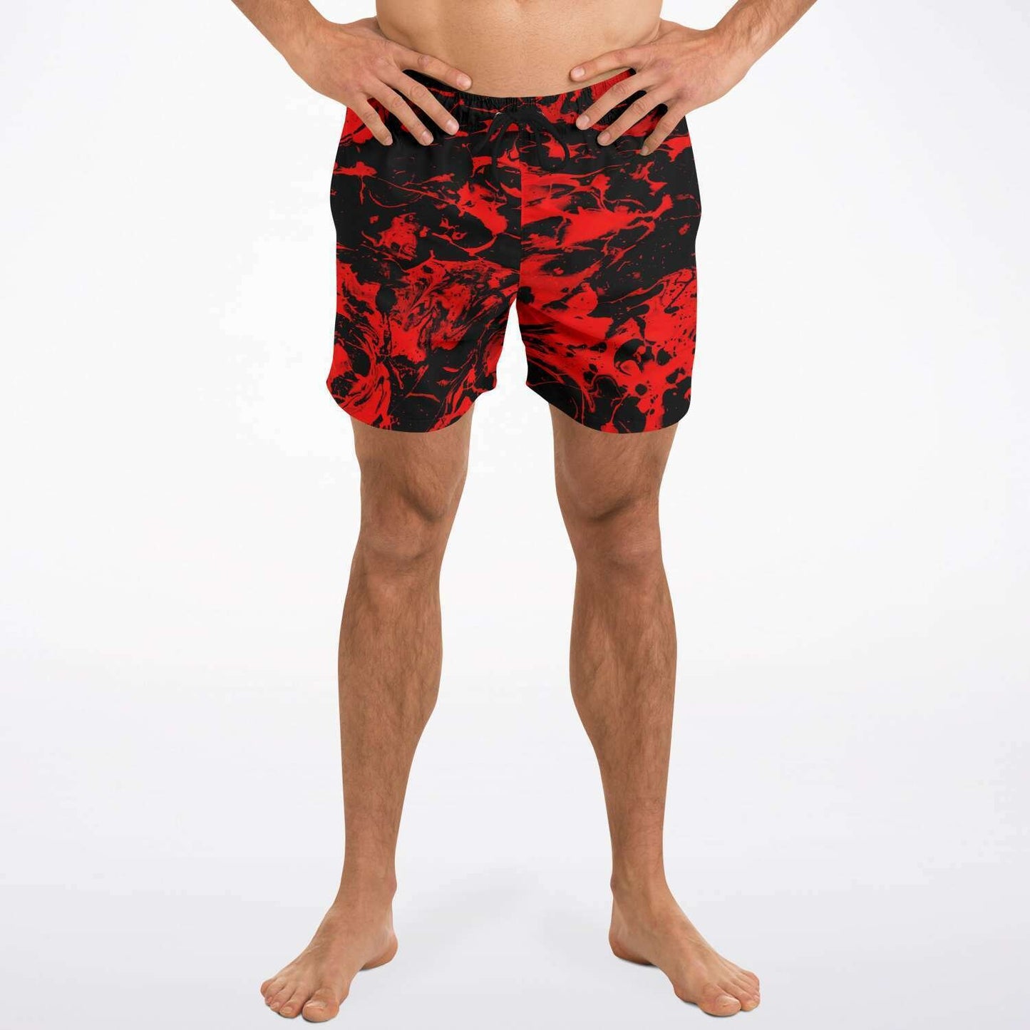 Trippy red swim trunks