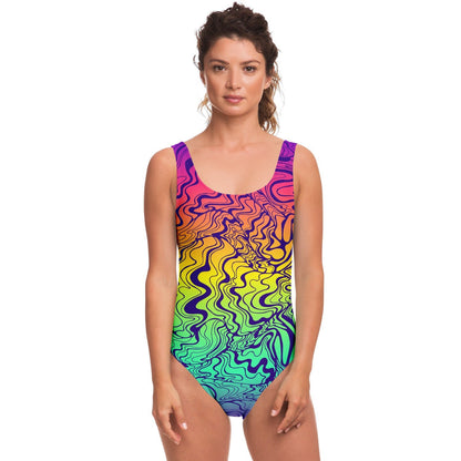 Trippy lines rave bodysuit
