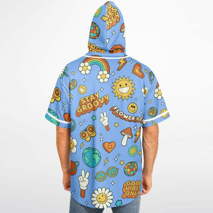 Stay Groovy Hooded Baseball Jersey