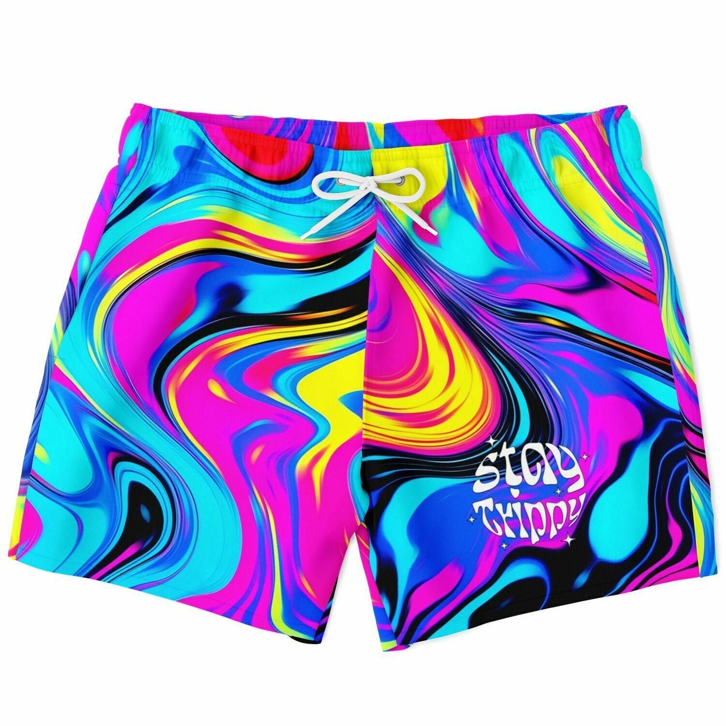 Stay Trippy rave Swim Trunks
