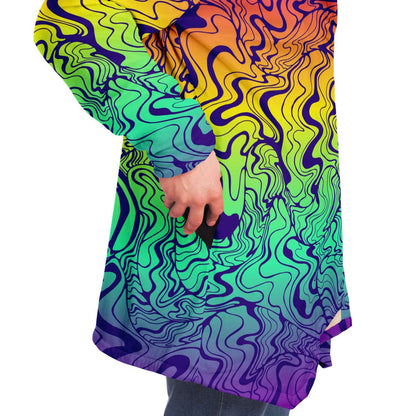 Rainbow psychedelic  lines hooded cloak