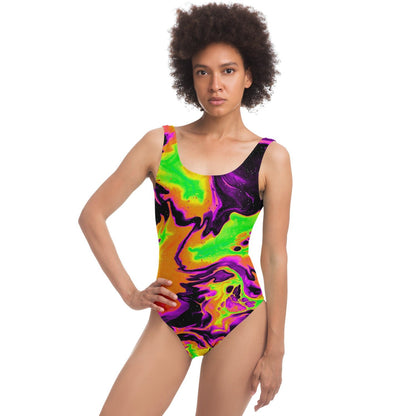 Oil silk rave bodysuit