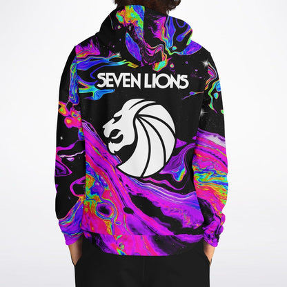 Trippy Oil silk all over print hoodie