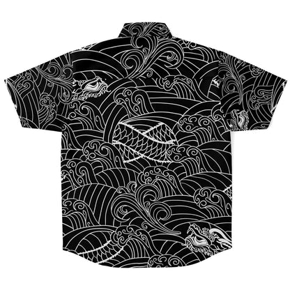 Asian Black button-down short sleeve shirt