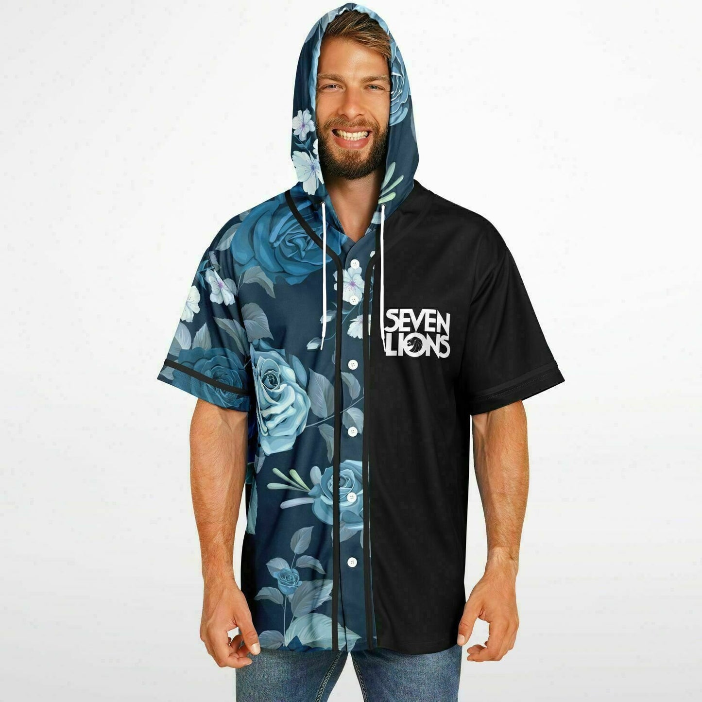 Flowers seven lions Hooded baseball jersey