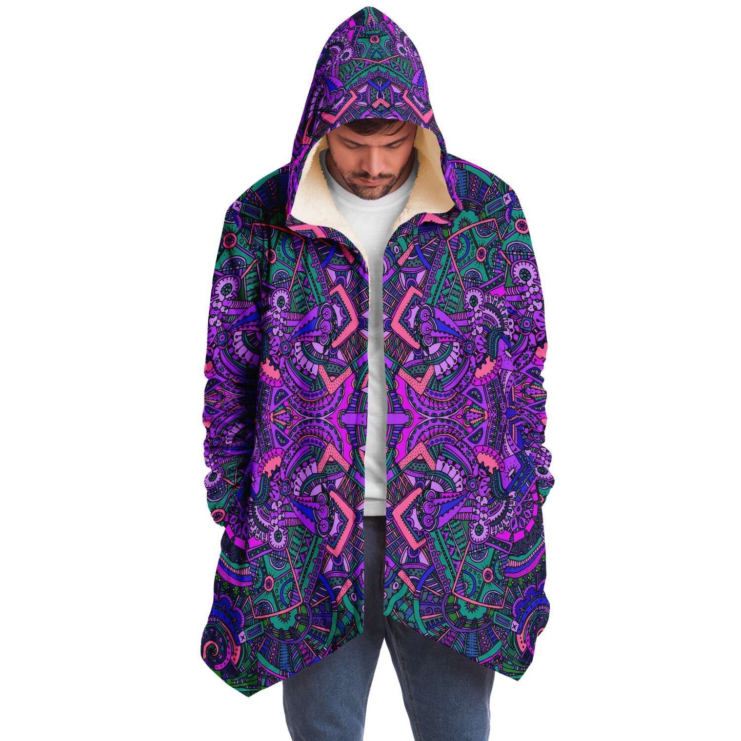 Colorful abstract Tech hooded cloak
