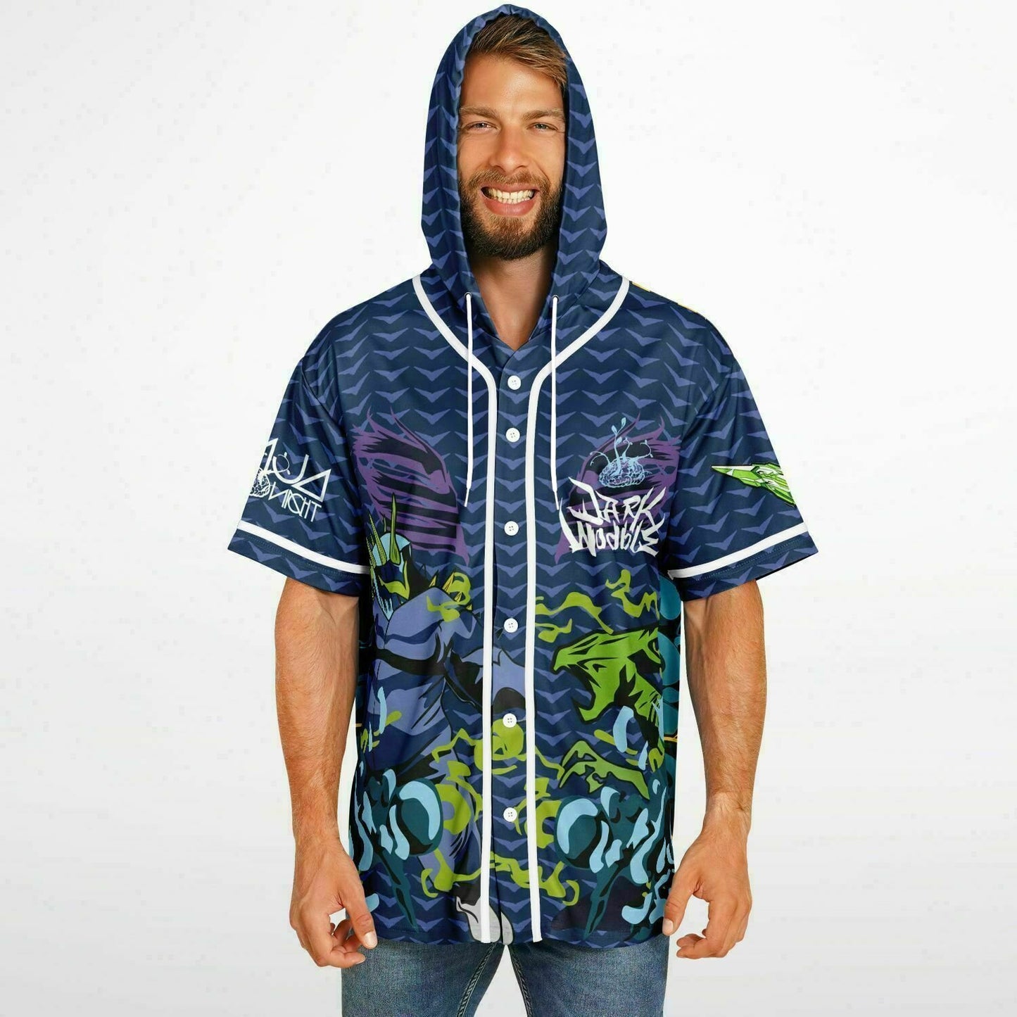 Dark wo hooded baseball jersey