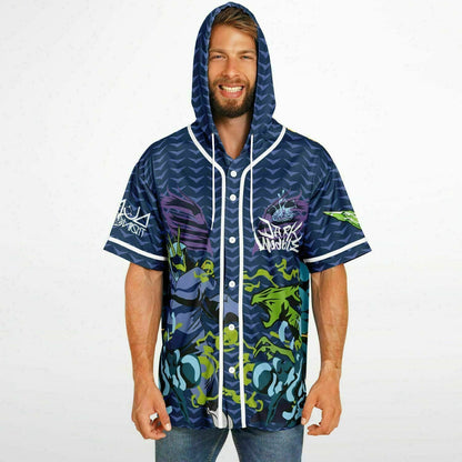 Dark wo hooded baseball jersey