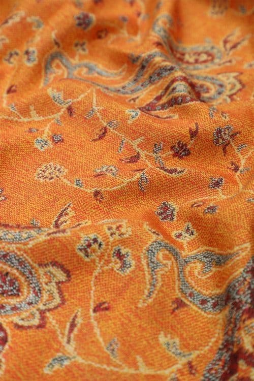 Orange Reversible Paisley Pashmina