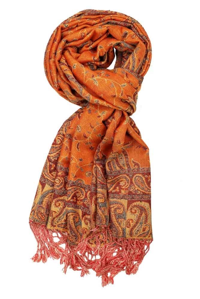 Orange Reversible Paisley Pashmina